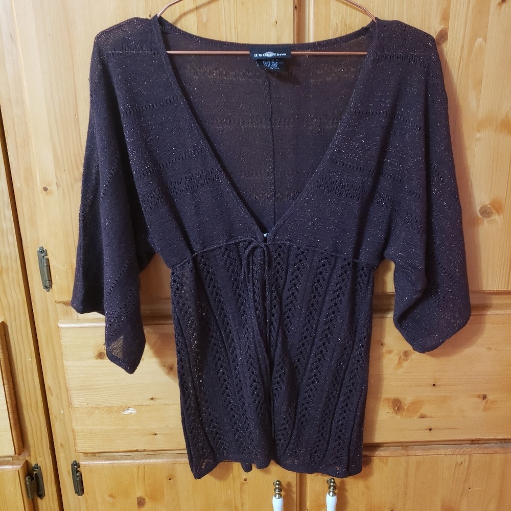 It's Our Time Crochet Tie Sweater